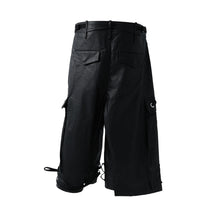 將圖片載入圖庫檢視器 Fe3c Bondage Cargo Shorts Black 黑色蠟面繃帶工裝短褲
