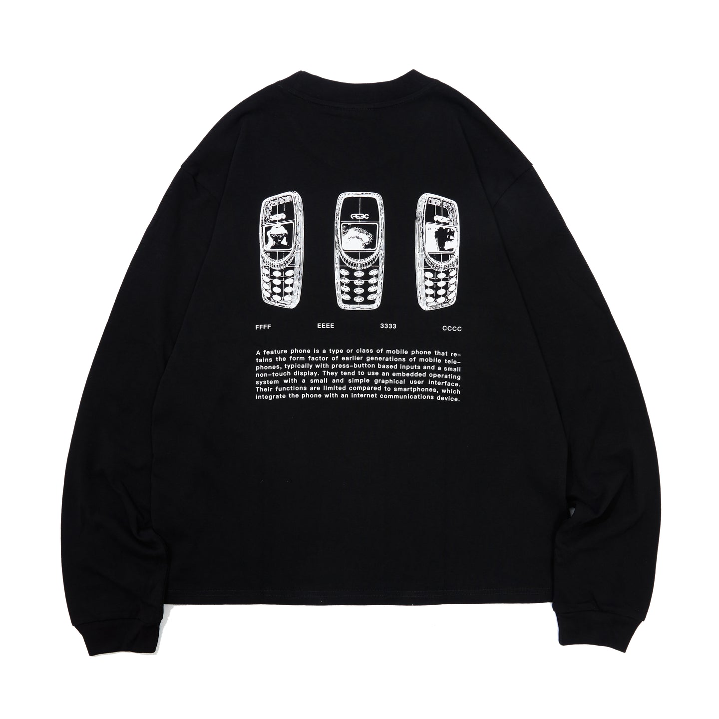 2000s Cell Phone L/S Tee (Black / White)
